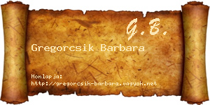 Gregorcsik Barbara névjegykártya